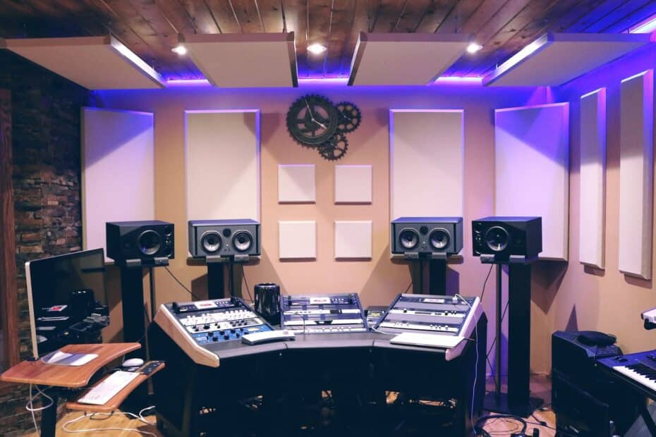 recording studio with ultra violet florescent