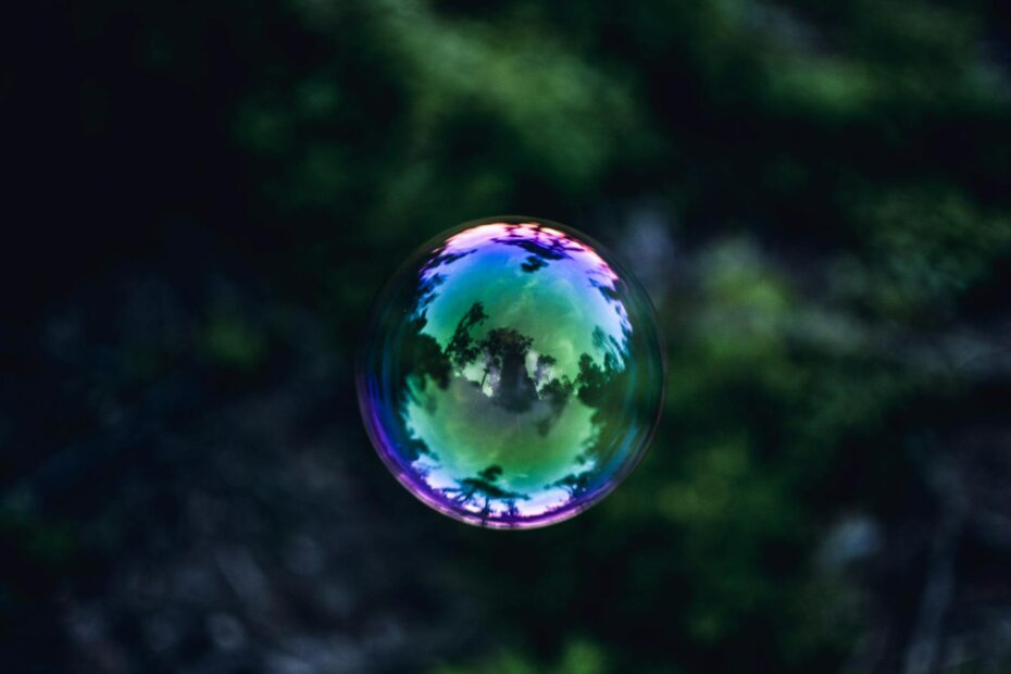 blue green and pink glass ball