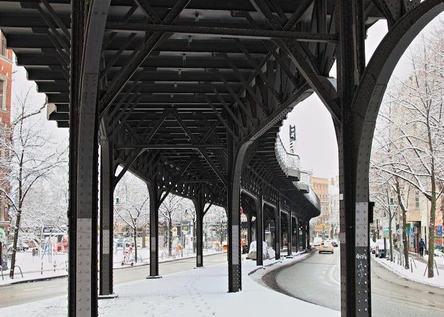 a sidewalk in winter