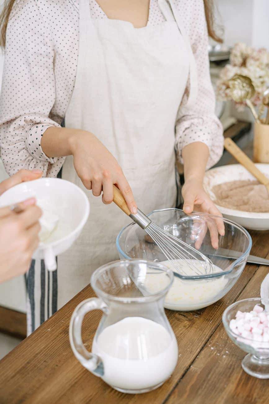 a person baking at the table